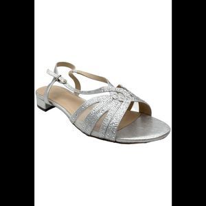 Paradox London Women's Quest Ankle Strap Sandal Silver Shimmer - Wide